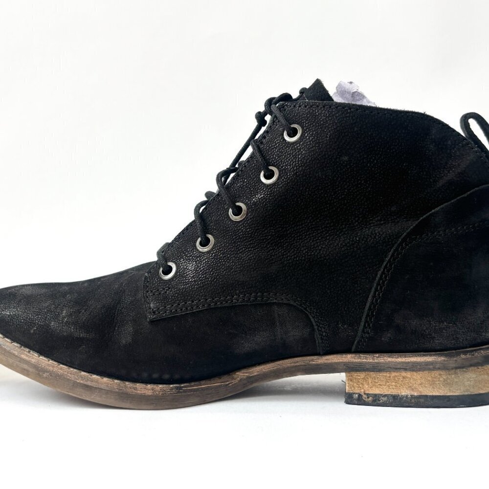 Diba Eli Genuine Black Suede Leather Combat Ankle Booties - sz 8 - Picture 7 of 12